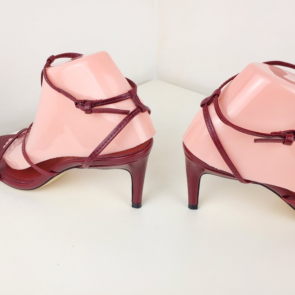 Zara women leather strappy heel sandals red size 10 - Picture 8 of 15